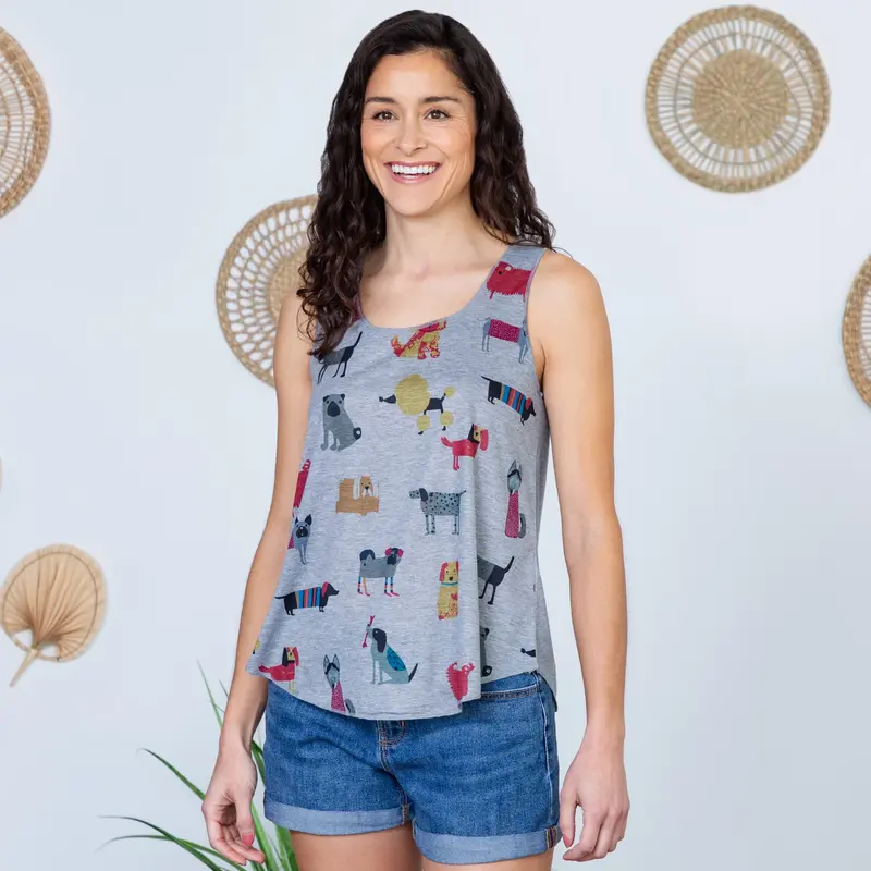 Colorful Dog Print Tank Top - S