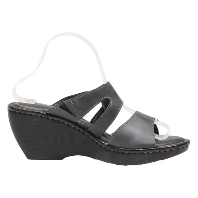 BORN Wedge Heels Black Leather Womens UK 4