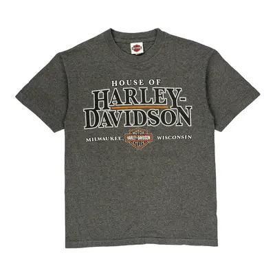Milwaukee, Wisconsin Harley Davidson Graphic T-Shirt - Medium Grey Cotton