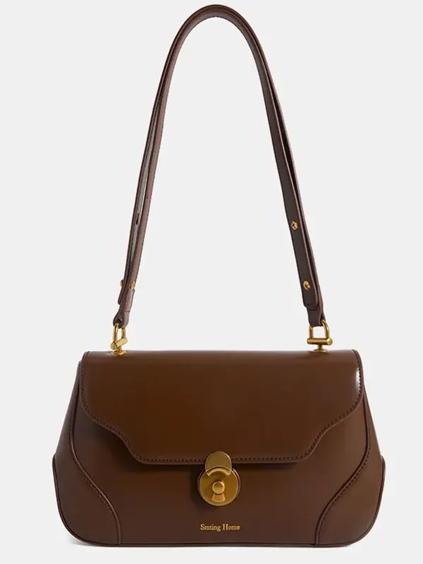 Smting leather baguette bag