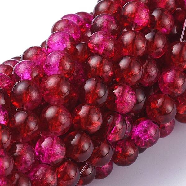 Spray Painted Crackle Glass Beads Strands