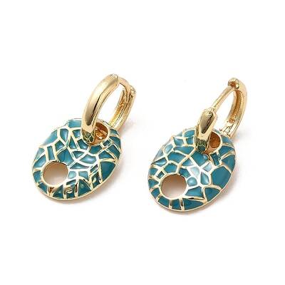 Oval Real 18K Gold Plated Brass Dangle Hoop Earrings