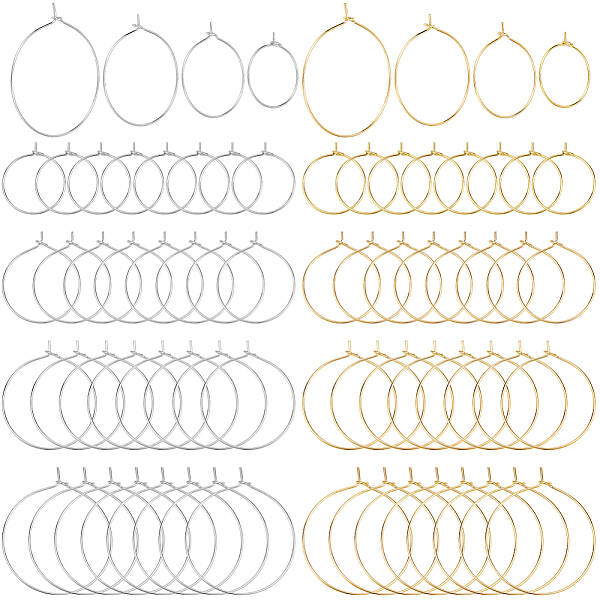160Pcs 8 Style Brass Wine Glass Charm Rings