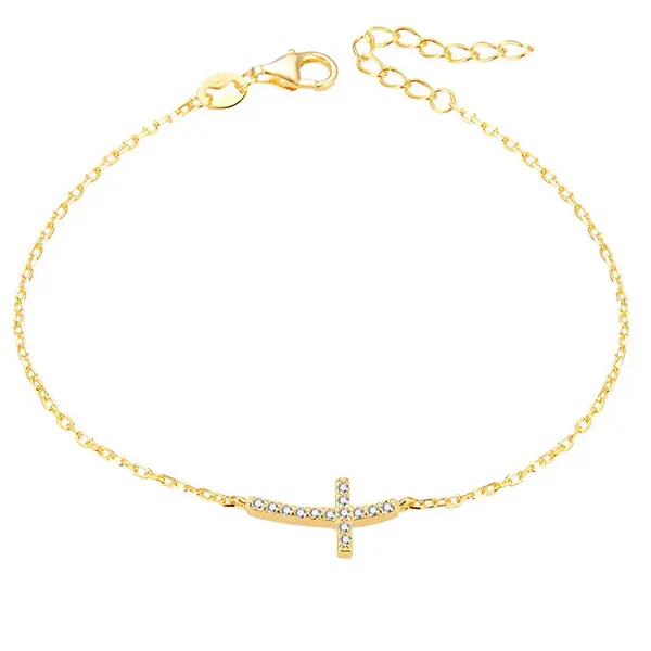 Beneto Gold plated silver bracelet with cross AGB484/20-gold