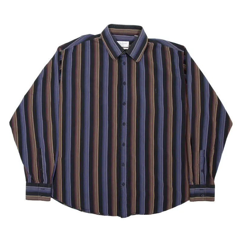 YVES SAINT LAURENT Mens Shirt Black Striped Long Sleeve XL