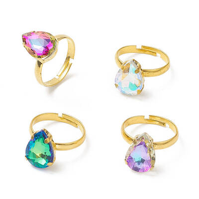 Glass Rhinestone Adjustable Rings