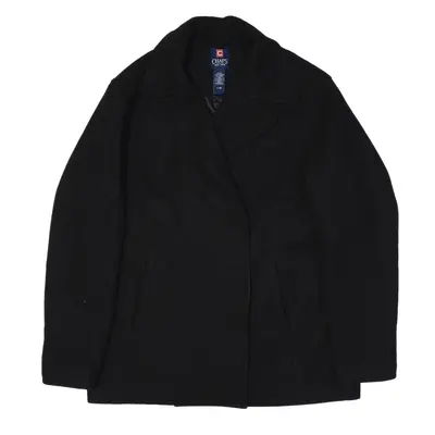 CHAPS Overcoat Jacket Black Wool Mens L