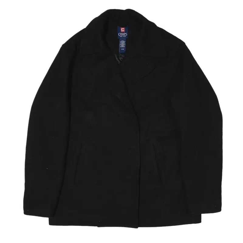 CHAPS Overcoat Jacket Black Wool Mens L