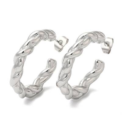 Non-Tarnish 304 Stainless Steel Rope Ring Stud Earrings