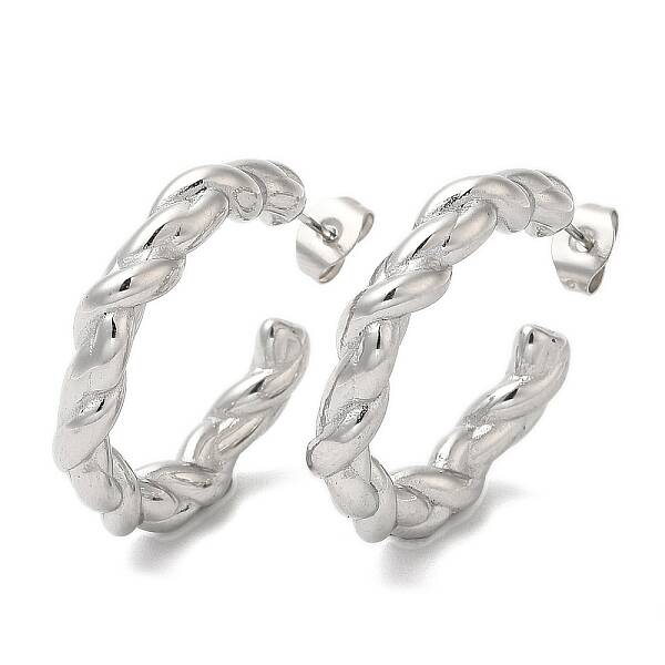 Non-Tarnish 304 Stainless Steel Rope Ring Stud Earrings