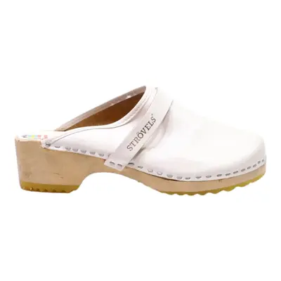 STROVELS Clog Shoes White Leather Mens UK 6.5