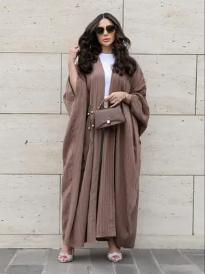 Women's Plain Long Sleeve Drop Shoulder Abaya, Modest Fashionable Long Dress for Daily Wear, Muslim Women's Fashion Modern T...