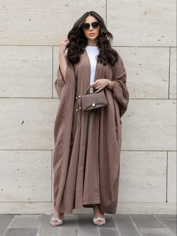 Women's Plain Long Sleeve Drop Shoulder Abaya, Modest Fashionable Long Dress for Daily Wear, Muslim Women's Fashion Modern T�...