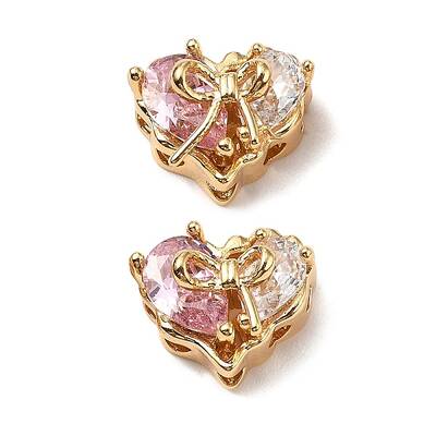 Brass Micro Pave Cubic Zirconia Beads