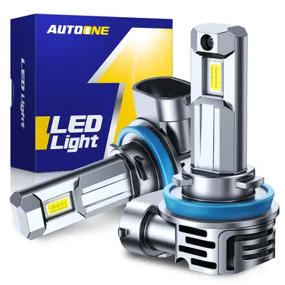 AUTOONE 9005/9006/H4/H7/H13/9012 LED Headlight Bulb, Upgraded High Lumen, 1:1 Mini Size with Cooling Fan, Plug-and-Play, 2 PC...