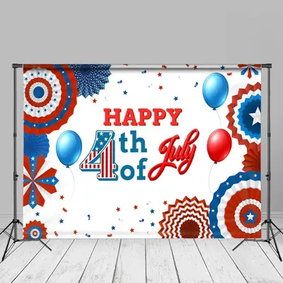 Paper Flower Ribbons White Independence Day Backdrop - Aperturee