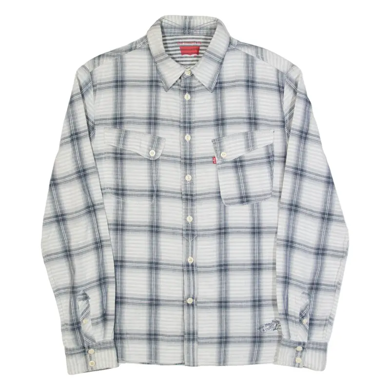 LEVI'S Mens Shirt White Check Long Sleeve S