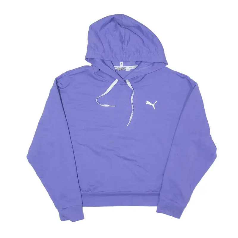 PUMA Cropped Hoodie Purple Pullover Womens S