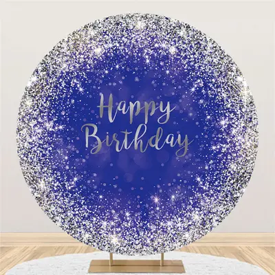 Aperturee Navy Blue And Silver Circle Happy Birthday Backdrop | Cake Smash Backdrop | Simple Backdrop For Birthday | Birthday...