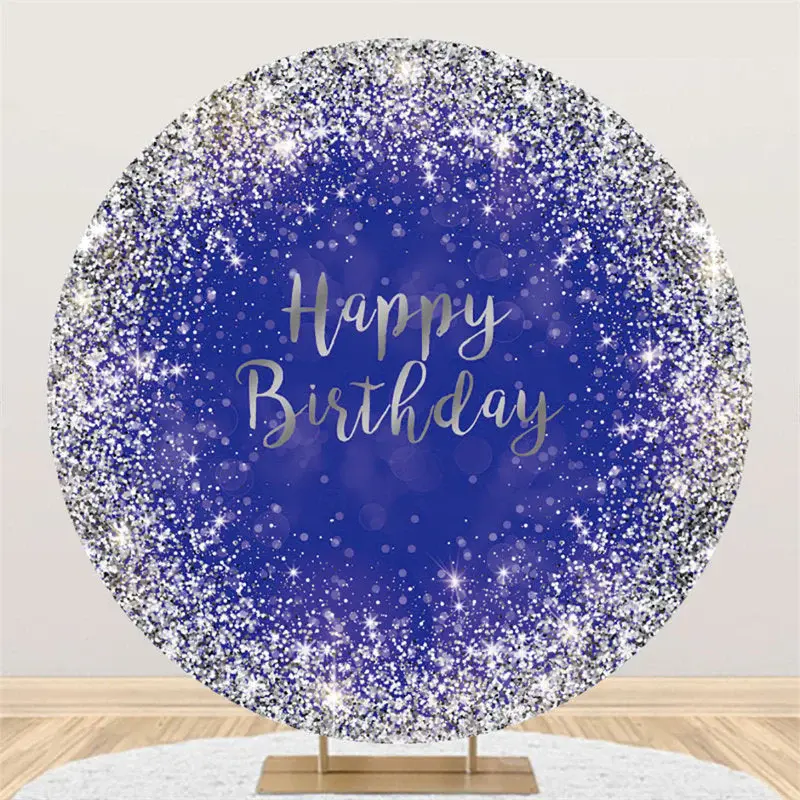 Aperturee Navy Blue And Silver Circle Happy Birthday Backdrop | Cake Smash Backdrop | Simple Backdrop For Birthday | Birthday...