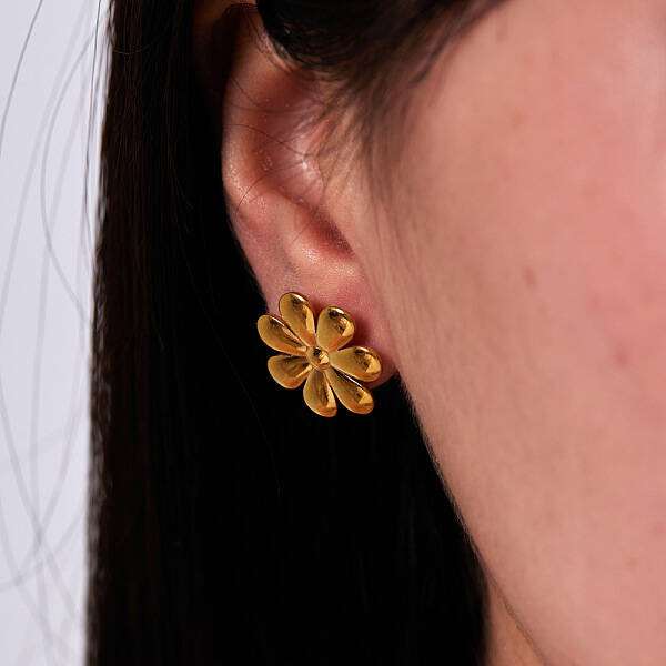 Fashionable Stainless Steel Flower Stud Earrings