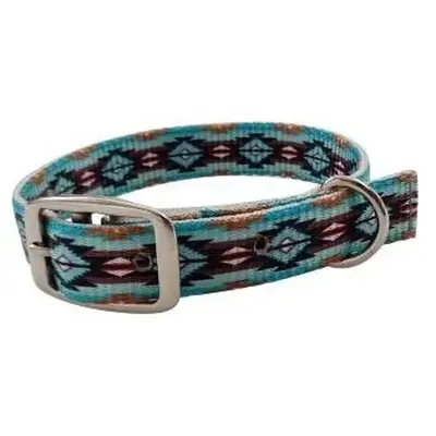 Teal Brown Southwest designed nylon dog collar.