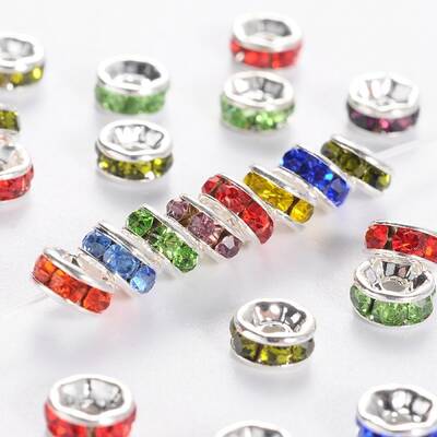 Brass Grade A Rhinestone Spacer Beads