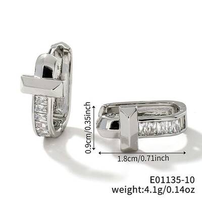 Geometric U-shaped Brass Hoop Earrings for Women