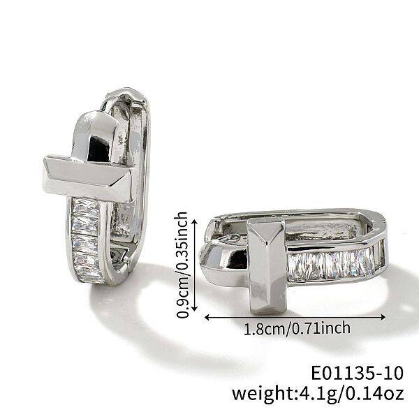 Geometric U-shaped Brass Hoop Earrings for Women