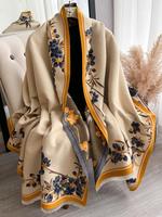 Floral Print Double Sided Thick Shawl for Women, Boho Style Warm Blanket Scarf for Women & Men, Casual Soft Shawl, Floral Emb...