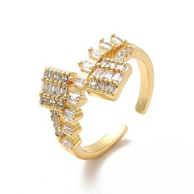 Clear Cubic Zirconia Rectangle Open Cuff Ring