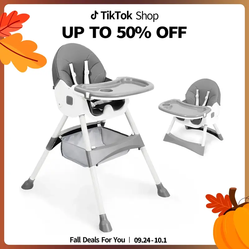 Baby High Chair 6 in 1 Convertible High Chair with 5-Point Safety Harness, Adjustable Dining Tray, Easy to Clean Surface, Rob...