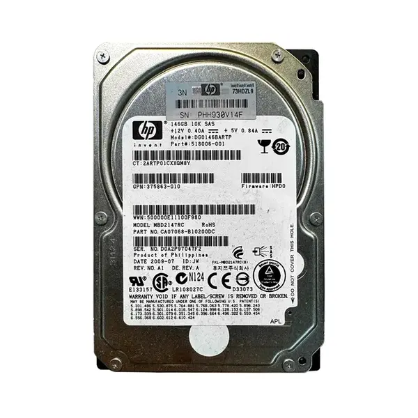 518006R-001 HP 146GB 3Gb/s SAS 10000 2.5-inch Hard Drive