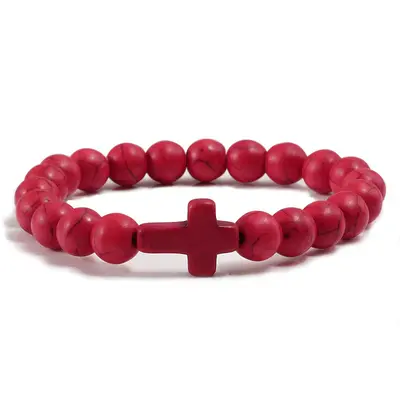 Blue Turquoise Cross Bracelet | Color: Red | Size: 21cm
