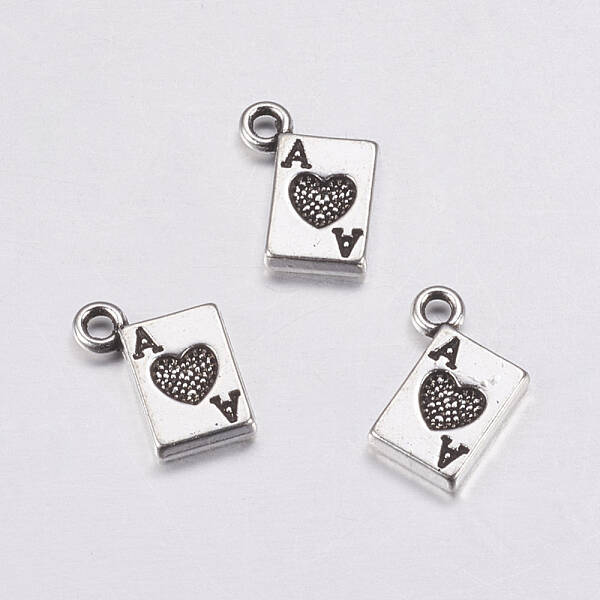 Antique Silver Plated Tibetan Style Zinc Alloy Poker Ace Pendants
