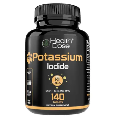 Health Dose Potassium Iodide KI Pills 130mg 140 Tablets For Radiation Protection, Thyroid Support & Iodine Deficiency 10 Year...