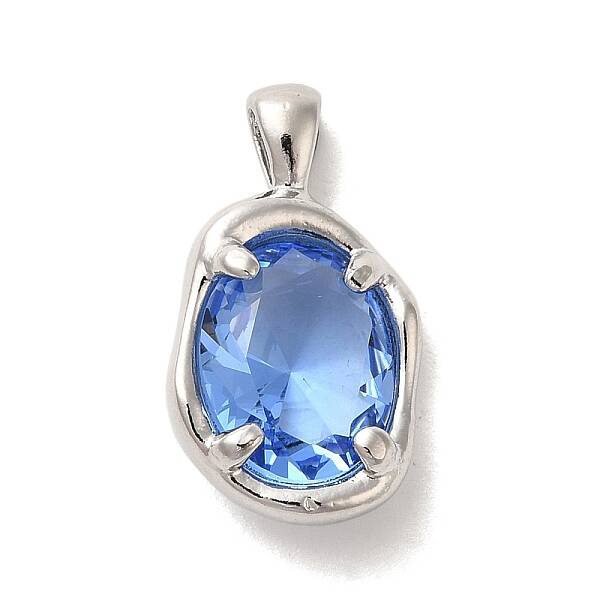 Platinum Brass Micro Pave Cubic Zirconia Pendants