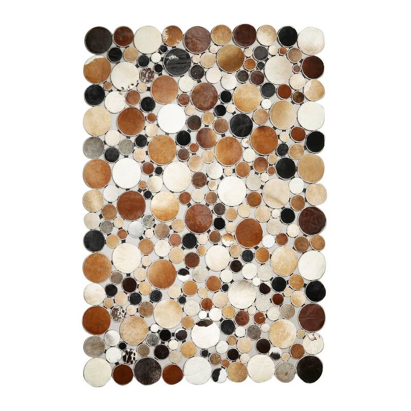 Natural Brown Cowhide Polka Dot Rug