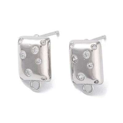 Brass Micro Pave Cubic Zirconia Stud Earring Findings