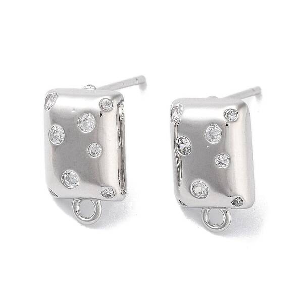 Brass Micro Pave Cubic Zirconia Stud Earring Findings