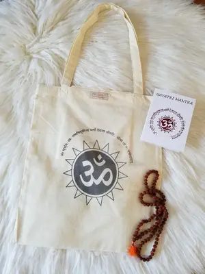 Gayatri Mantra Tote Bag | Color: Natural
