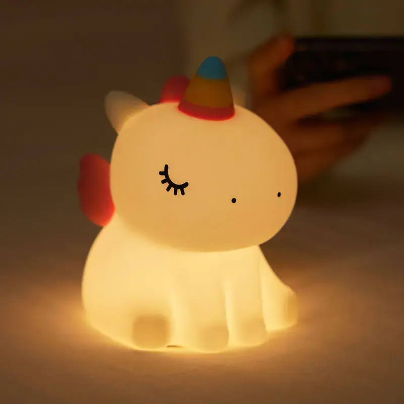 ICARER FAMILY LED Squishy Unicorn Night Light for Kids - Cute Nursery Lamp, Rechargeable Touch Lamp for Breastfeeding, Bedroo...
