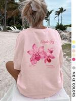 Women's Floral Print Round Neck Tee, Casual Fashion Short Sleeve T-shirt for Daily Wear, Ladies Clothes for All Seasons, Top