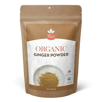 SPICY ORGANIC Ginger Root Powder – 8 oz. – Freshly Ground from Raw, Indian Ginger, Dried Spice for Baking, Beverages and ...