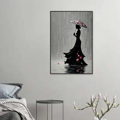 Elegance in the Rain - A Floral Silhouette