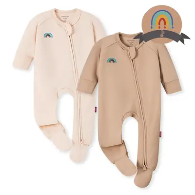 Momcozy Boy Girl Baby Pajamas Onesie, 0-24 M Temp-Sensing 2-Way Zipper Cotton & Viscose Derived from Bamboo Newborn Sleepers