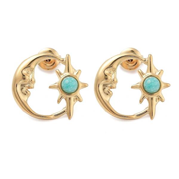 304 Stainless Steel Moon Stud Earrings