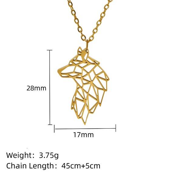 Stainless Steel Geometric Artistic Hollow Animal Pendant Necklaces