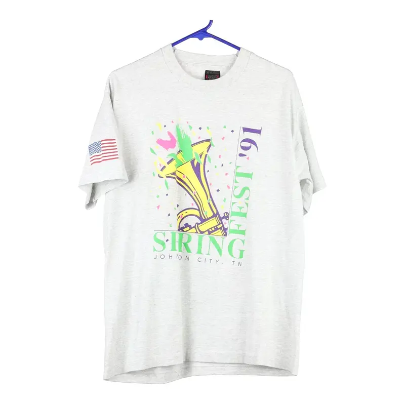 Spring Fest Screen Stars Graphic T-Shirt - XL Grey Cotton Blend