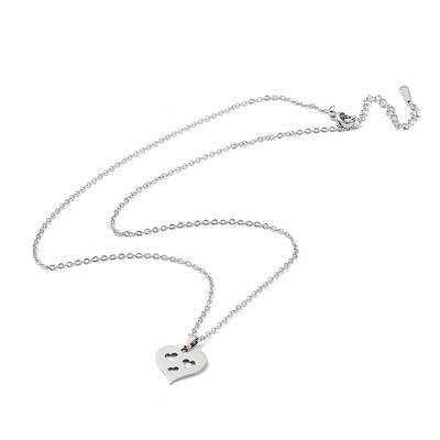 Non-Tarnish 201 Stainless Steel Hollow Heart Pendant Necklace with Cable Chains